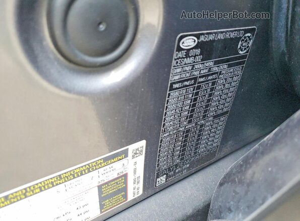 SALYL2EN0KA785720 2019 LAND ROVER RANGE Charcoal Вид наклейки з VIN-кодом