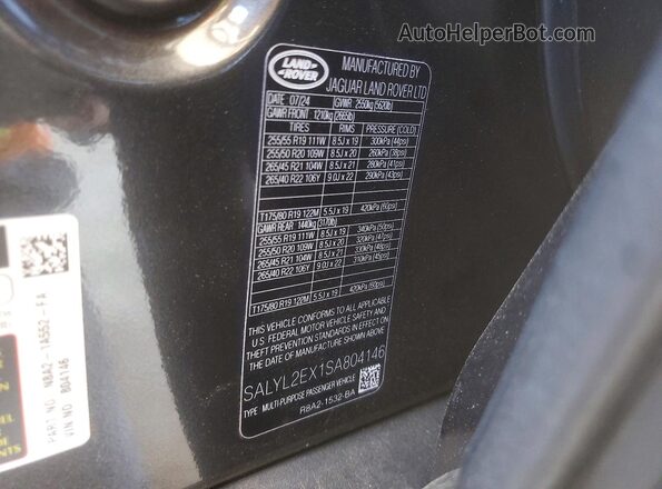 SALYL2EX1SA804146 2025 LAND ROVER RANGE Charcoal Engine compartment view