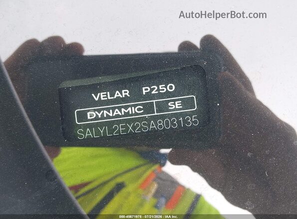 SALYL2EX2SA803135 2025 LAND ROVER RANGE ROVER VELAR White 