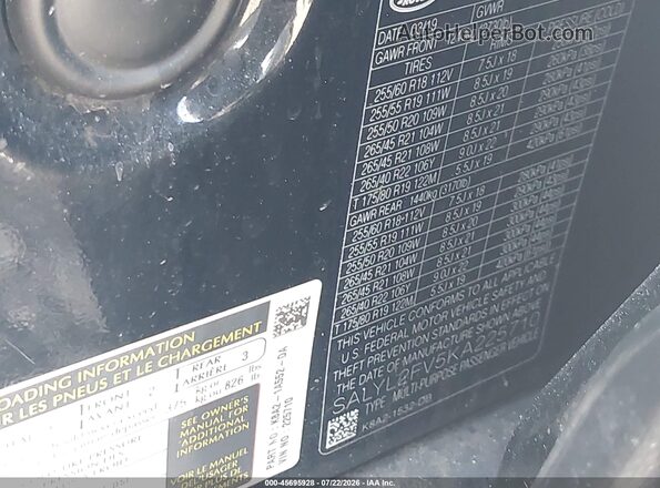 SALYL2FV5KA225710 2019 LAND ROVER RANGE ROVER VELAR Black Вид підкапотного простору