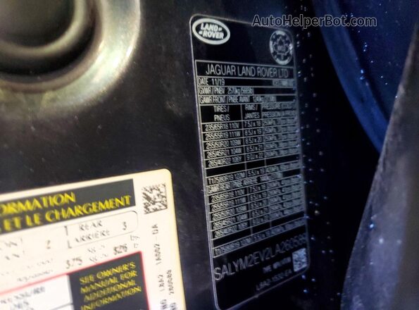 SALYM2EV2LA260589 2020 LAND ROVER RANGE Gray VIN sticker view