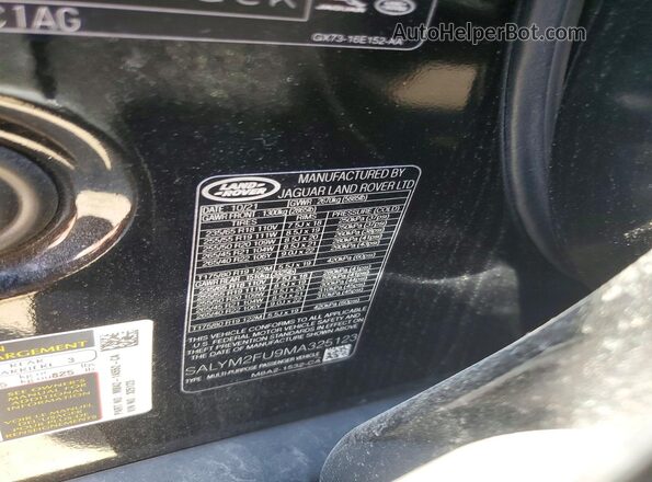 SALYM2FU9MA325123 2021 LAND ROVER RANGE Black Vista de la etiqueta del VIN