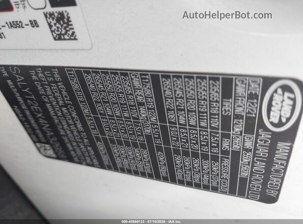 SALYT2EX4NA329581 2022 LAND ROVER RANGE ROVER VELAR Белый Вид подкапотного пространства