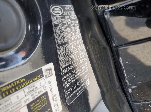 SALYT2EXXNA334705 2022 LAND ROVER RANGE Black Vista de la etiqueta del VIN