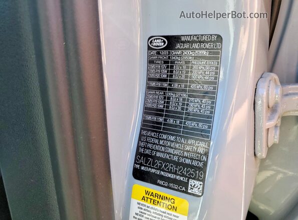SALZL2FX2RH242519 2024 LAND ROVER RANGE Gray Սալոնի 360 աստիճան տեսք