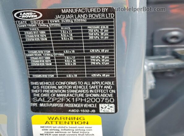 SALZP2FX1PH200750 2023 LAND ROVER RANGE Blue Սալոնի 360 աստիճան տեսք