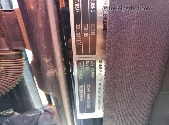 SCBBT7ZH9KC004361 2019 BENTLEY MULSANNE Черный Вид наклейки с VIN-кодом
