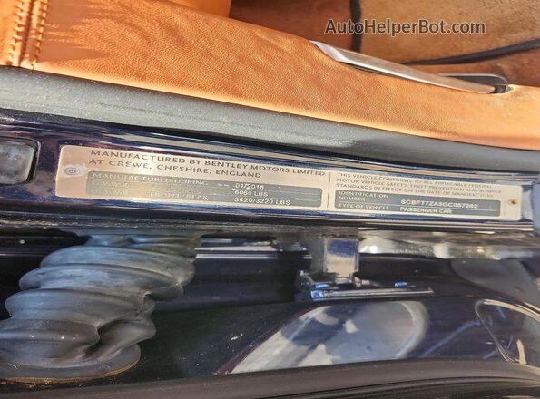 SCBFT7ZA3GC057262 2016 BENTLEY CONTINENTAL Blue Engine compartment view