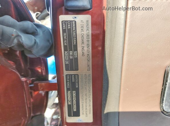 SCBGU3ZA0GC055236 2016 BENTLEY CONTINENTAL Темно-бордовый Вид наклейки с VIN-кодом