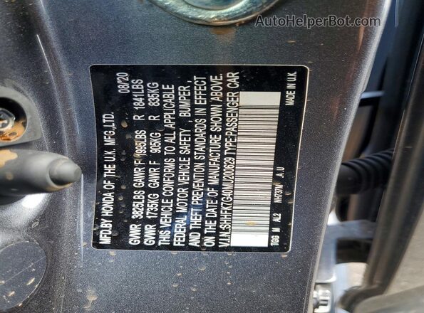 SHHFK7G40MU200629 2021 HONDA CIVIC Gray Engine compartment view
