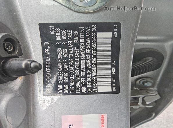 SHHFK7H45MU218509 2021 HONDA CIVIC Gray ძრავის განყოფილების ხედი