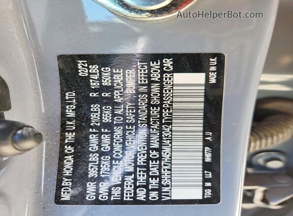 SHHFK7H45MU413042 2021 HONDA CIVIC Gray Vista de la etiqueta del VIN