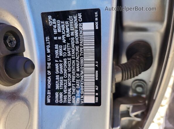 SHHFK7H47MU210993 2021 HONDA CIVIC Silver ძრავის განყოფილების ხედი