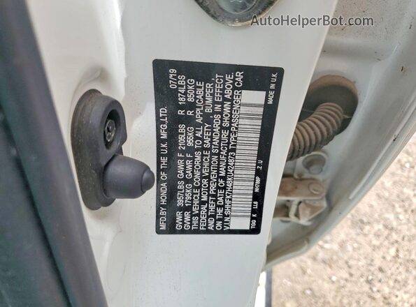 SHHFK7H48KU424873 2019 HONDA CIVIC White Vista del compartimento del motor