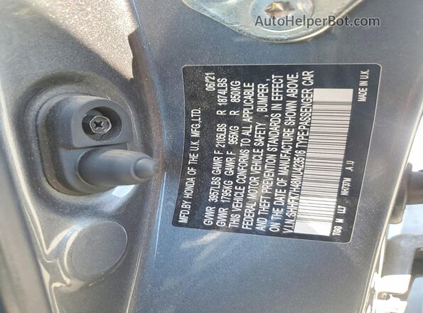 SHHFK7H48MU423516 2021 HONDA CIVIC Gray Vista de la etiqueta del VIN
