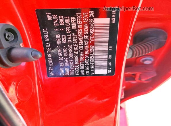 SHHFK7H56JU206891 2018 HONDA CIVIC Red Engine compartment view