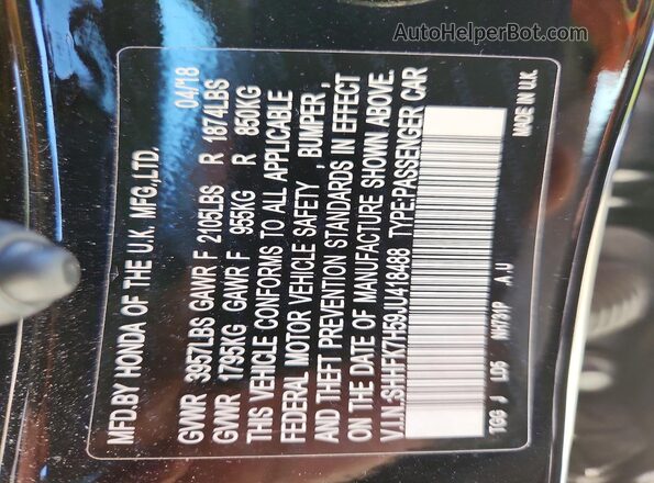 SHHFK7H59JU418488 2018 HONDA CIVIC Black Вид підкапотного простору