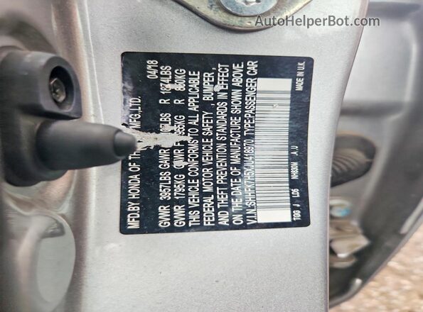 SHHFK7H5XJU418970 2018 HONDA CIVIC Silver Vista del compartimento del motor