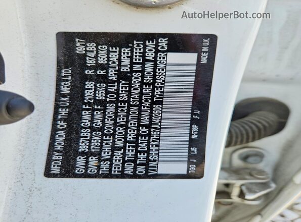 SHHFK7H67JU402606 2018 HONDA CIVIC White Շարժիչի բաժամունքի տեսք