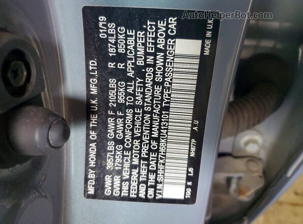SHHFK7H68KU413101 2019 HONDA CIVIC Blue Widok komory silnika