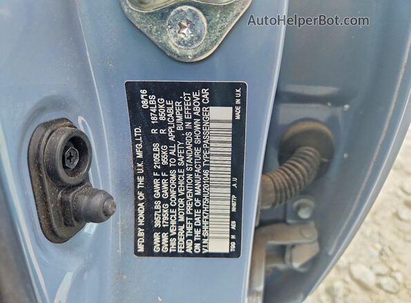 SHHFK7H75HU201046 2017 HONDA CIVIC Blue Вид підкапотного простору