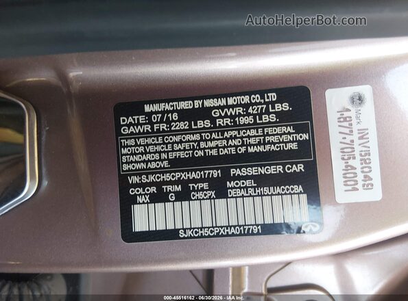 SJKCH5CPXHA017791 2017 INFINITI QX30 Pink Շարժիչի բաժամունքի տեսք
