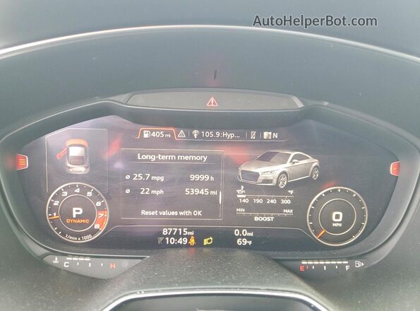 TRUAEAFV3K1007042 2019 AUDI TT Red Widok zestawu wskaźników