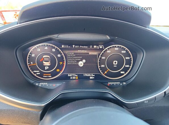 TRUT5CFV9G1030451 2016 AUDI TT Charcoal Widok zestawu wskaźników