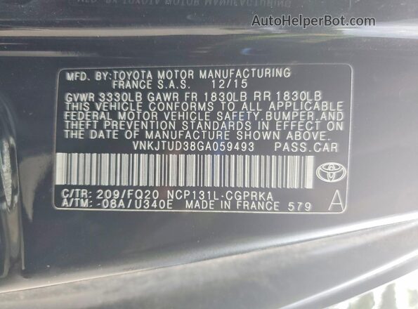 VNKJTUD38GA059493 2016 TOYOTA YARIS Black Շարժիչի բաժամունքի տեսք