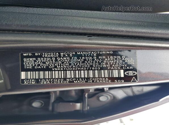 VNKKTUD32HA077803 2017 TOYOTA YARIS Gray Вид підкапотного простору