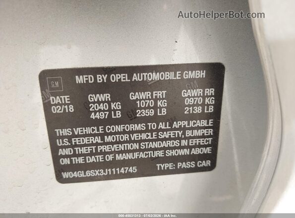 W04GL6SX3J1114745 2018 BUICK REGAL Silver Vista del compartimento del motor