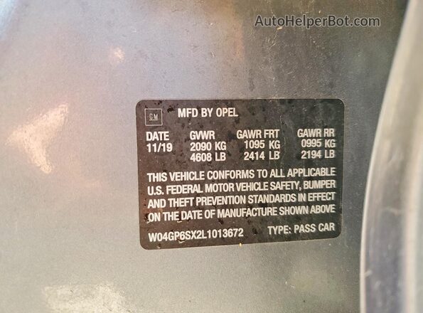 W04GP6SX2L1013672 2020 BUICK REGAL Gray Engine compartment view