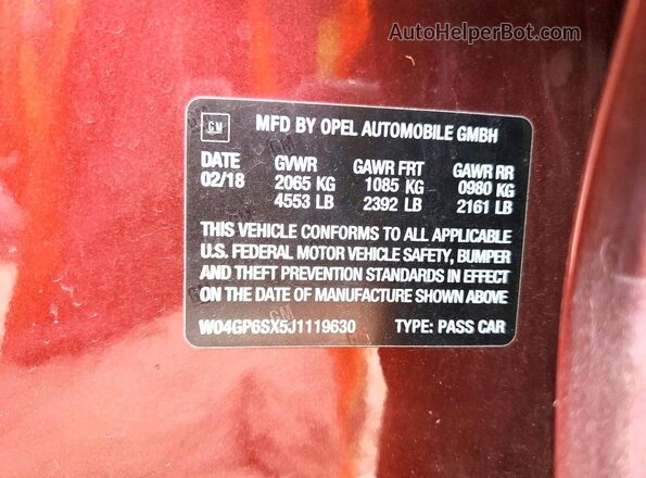 W04GP6SX5J1119630 2018 BUICK REGAL Burgundy Engine compartment view