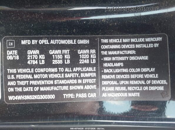 W04WH3N52KG300300 2019 BUICK CASCADA Black Вид підкапотного простору