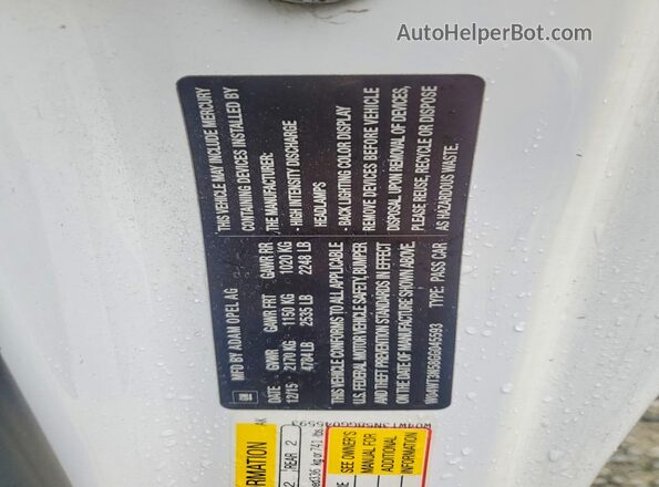 W04WT3N58GG045593 2016 BUICK CASCADA Белый Вид подкапотного пространства