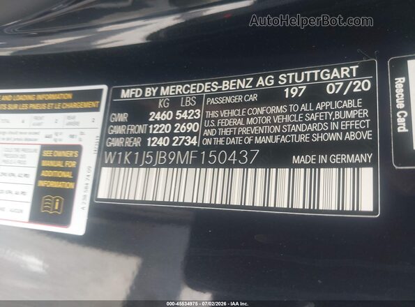 W1K1J5JB9MF150437 2021 MERCEDES-BENZ E-CLASS Black Вид підкапотного простору