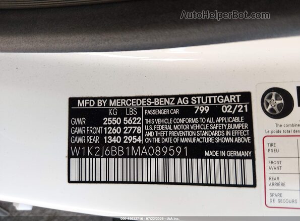 W1K2J6BB1MA089591 2021 MERCEDES-BENZ AMG CLS 53 White ძრავის განყოფილების ხედი