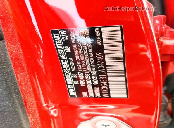 W1K3G4EB1LW047409 2020 MERCEDES-BENZ A Red Engine compartment view