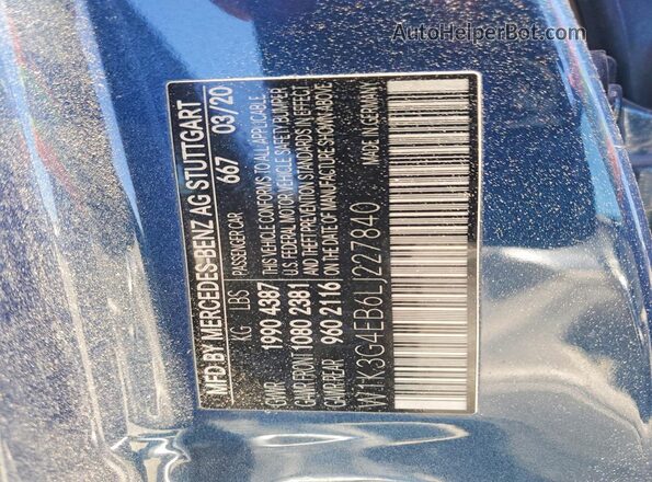 W1K3G4EB6LJ227840 2020 MERCEDES-BENZ A Blue ძრავის განყოფილების ხედი