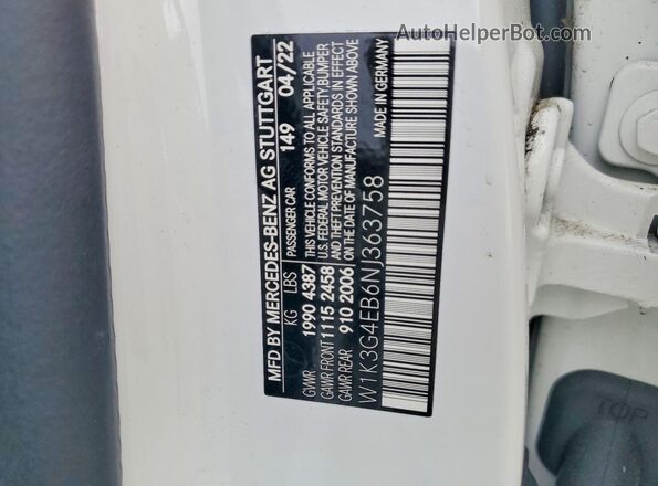 W1K3G4EB6NJ363758 2022 MERCEDES-BENZ A Белый Вид подкапотного пространства