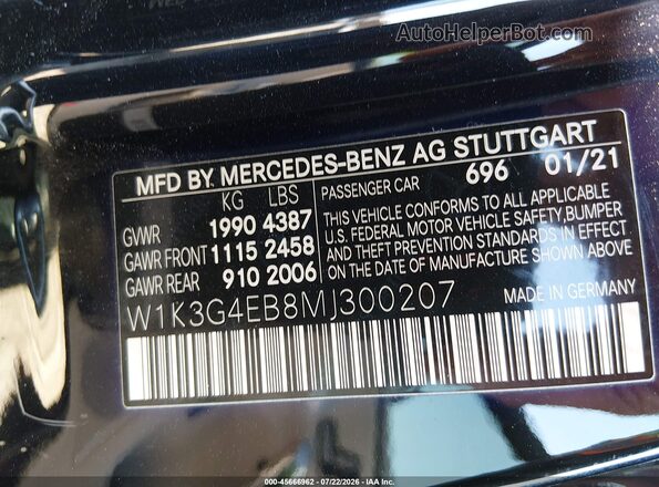 W1K3G4EB8MJ300207 2021 MERCEDES-BENZ A 220 Black ძრავის განყოფილების ხედი