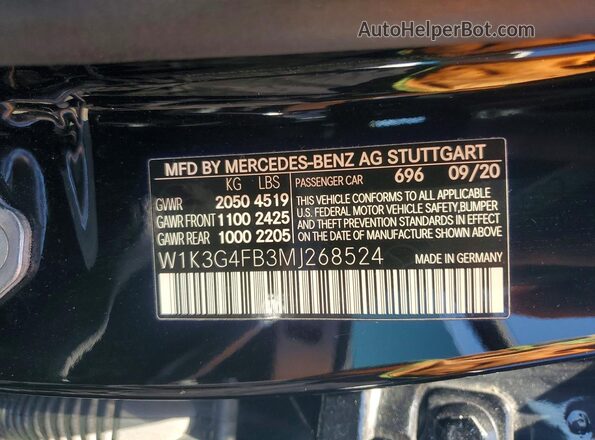W1K3G4FB3MJ268524 2021 MERCEDES-BENZ A Black Вид підкапотного простору