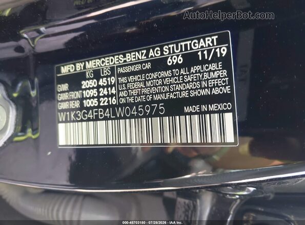 W1K3G4FB4LW045975 2020 MERCEDES-BENZ A 220 Black Widok komory silnika