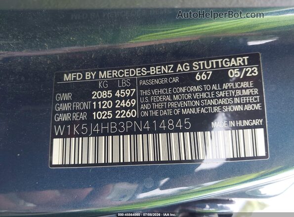 W1K5J4HB3PN414845 2023 MERCEDES-BENZ CLA-CLASS Blue Вид підкапотного простору