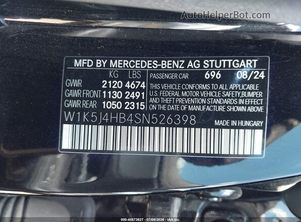 W1K5J4HB4SN526398 2025 MERCEDES-BENZ CLA-CLASS Black Vista del compartimento del motor