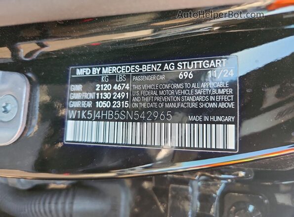 W1K5J4HB5SN542965 2025 MERCEDES-BENZ CLA-CLASS Black VIN sticker view