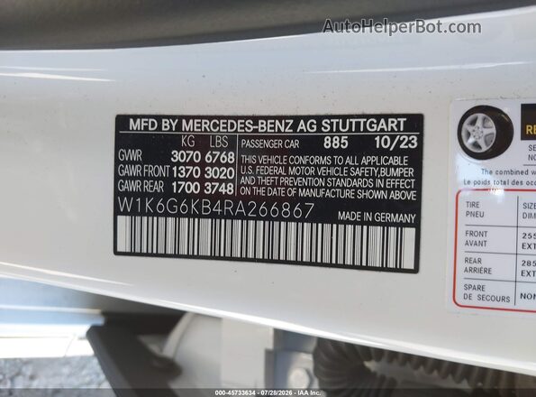 W1K6G6KB4RA266867 2024 MERCEDES-BENZ S-CLASS White Widok komory silnika