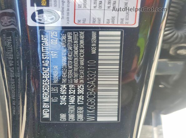 W1K6G8CB4SA332110 2025 MERCEDES-BENZ S Black VIN კოდის სტიკერის ხედი