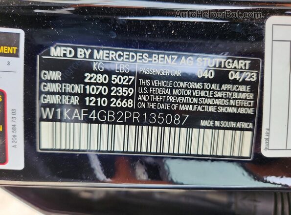 W1KAF4GB2PR135087 2023 MERCEDES-BENZ C Black Շարժիչի բաժամունքի տեսք