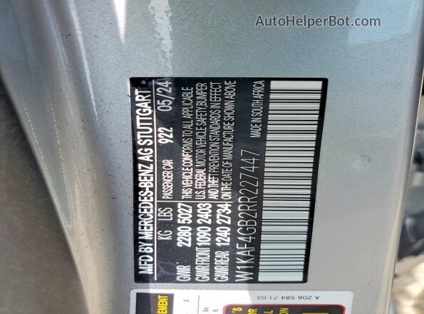 W1KAF4GB2RR227447 2024 MERCEDES-BENZ C Серебряный Вид подкапотного пространства
